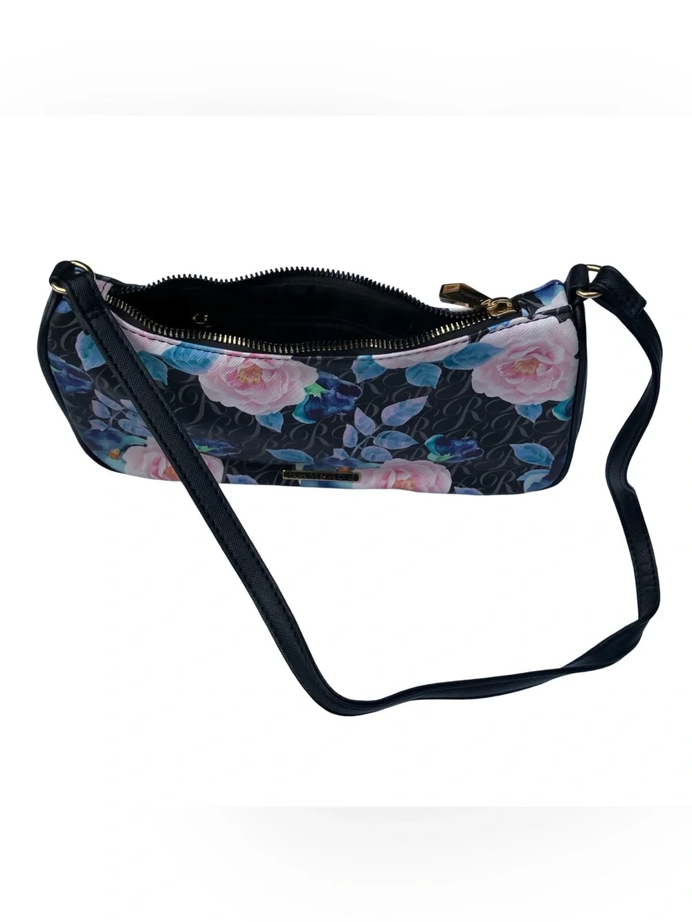 Rampage Floral Shoulder Bag Black Boho 90s Retro Purse Compact